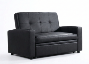 Chloe 2-Seater Sofa Bed – Black Air Leather ( 150x90 - 190x95cm )