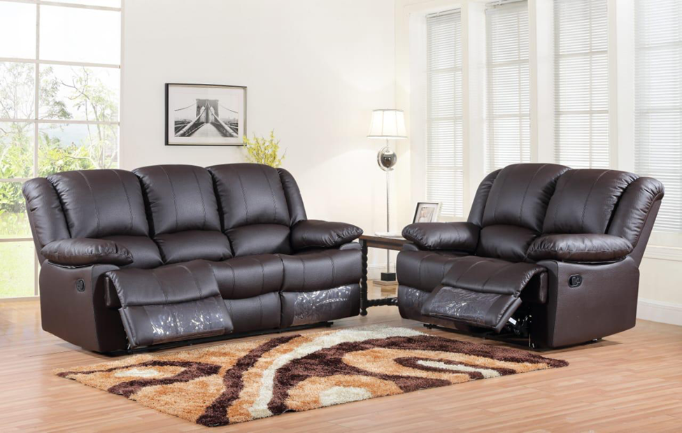 Atlanta Recliner Sofa Set – Black Bonded Leather