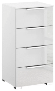 Stut White 4 Drawer Chest – Alpine & High Polish White Finish