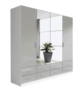 Stuart Combi Wardrobe – 4 Door, 8 Drawer, Mirror Finish