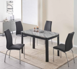 Morano 4-Seater Dining Table – Grey Marble Effect with Moda Chairs