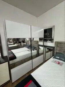 Alice Wardrobe – Silk Grey & Alpine White, 2 Sliding Doors
