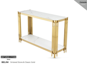 Bella Console Table – Sintered Stone with Stainless Steel Frame