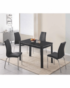 MORANO Black 4-Seater Dining Table & Moda Dining Chairs Set