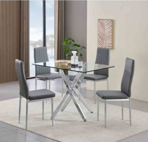 Rex Rectangle Dining Table with Pearl Dining Chairs