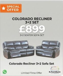 Colorado Recliner 3 and 2 seat Sofa Set – Grey Air Leather Special Price: £899
