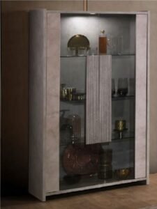 Solar Grey Italian 2-Door Vetrine – High Gloss Display Cabinet