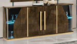 Diva 4-Door Sideboard – Italian Design, Bronze & Gold Finish