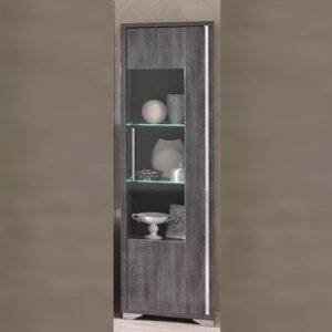 Harmony 1-Door Display Cabinet – Grey High Gloss Finish