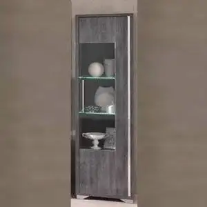 Harmony 1-Door Display Cabinet – Grey High Gloss Finish