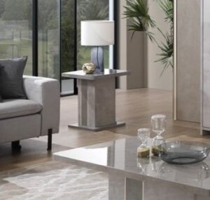 Solar Grey Italian Lamp Table – High Gloss Grey Finish