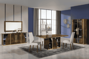 Diva Modern Italian Dining Set – Bronze & Gold Finish