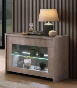 Solar Grey Italian 2-Door Sideboard – High Gloss Finish