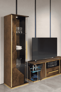 1-Door Display Cabinet (Vetrine) – Bronze & Gold Finish