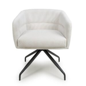 Art Swivel Dining Chair – White Corduroy