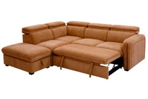 Rosani Corner Group Sofa Bed – Rust / Oatmeal
