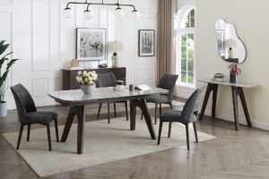 Vali Extending Dining Table with 6 Dining chairs – Grey (1800–2600cm)