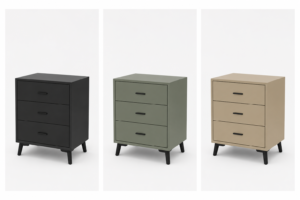 Leo 3 Drawer Bedside Table – PU Leather Collection