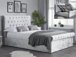 Castello Steel Upholstered Side Ottoman Bed – Small Double, Double & King Size
