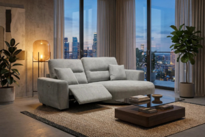 Dennis Sofa Grey Electric Recliner – Right Hand - Grey fabric